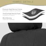 Champlus Car Seat Covers, Canvas Seat Protectors for Two Front Seats, Universal Fits Sedan Cars, SUVs, Trucks, and Mini Vans, Airbag Compatible, Quick Install, Set of 2, Black