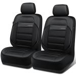 CAR PASS Memory Foam Seat Covers Front, Airy Cool Mesh Thick Car Seat Covers, Leather Car Seat Covers Front Seats Airbag Compatible, Universal Automotive Comfort for Most Cars, Trucks, SUV, Black
