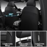 CAR PASS Memory Foam Seat Covers Front, Airy Cool Mesh Thick Car Seat Covers, Leather Car Seat Covers Front Seats Airbag Compatible, Universal Automotive Comfort for Most Cars, Trucks, SUV, Black