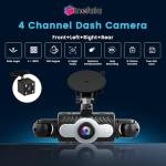 360 Degree View 4 Channel Dash Cam Front and Rear Inside Left Right, 3 Inch 1080P Dash Camera for Cars, Dash Car Camera with Super Night Vision, Motion Detection, Loop Recording, G-Sensor