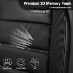 CAR PASS Memory Foam Seat Covers Front, Airy Cool Mesh Thick Car Seat Covers, Leather Car Seat Covers Front Seats Airbag Compatible, Universal Automotive Comfort for Most Cars, Trucks, SUV, Black