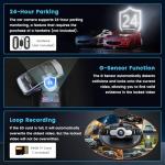 360 Degree View 4 Channel Dash Cam Front and Rear Inside Left Right, 3 Inch 1080P Dash Camera for Cars, Dash Car Camera with Super Night Vision, Motion Detection, Loop Recording, G-Sensor