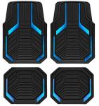 PIC AUTO Heavy Duty Rubber Floor Mats, Blue Aluminum Film Car Mats Set, Front and Rear Car Mats with Anti-Slip Backing, All Weather Protection, Trim-to-Fit for Automotive SUV, Sedan, Van