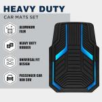 PIC AUTO Heavy Duty Rubber Floor Mats, Blue Aluminum Film Car Mats Set, Front and Rear Car Mats with Anti-Slip Backing, All Weather Protection, Trim-to-Fit for Automotive SUV, Sedan, Van