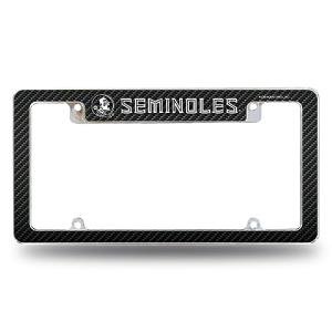 Rico Industries NCAA Florida State Seminoles Carbon Fiber 12" x 6" Chrome All Over Automotive License Plate Frame for Car/Truck/SUV
