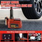 E-HEELP Electric Car Jack Kit Battery-Powered, 5Ton 21V Cordless Car Hydraulic Jack with 4.0Ah Battery & Remote Control, Portable Emergency Tire Change Tool for Sedan SUV MPV Pickup