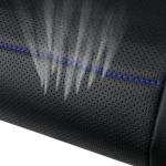 CAR PASS Universal FIT Piping Leather Two Front Seat Covers, Waterproof Faux Leather for SUV Sedan Van Truck, Airbag Compatible,Reserved Opening Holes for Headrest Covers. (Black and Blue)