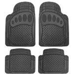 FH Group Automotive Floor Mats Heavy Duty Footprint Design Rubber Floor Mats for Cars,Universal Fit Full Set,Climaproof Floor Mats Trimmable Floor Mats for Most Sedan, SUV, Truck Floor Mats Black