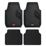 Coverado Heavy-Duty PVC Car Floor Mats Full Set – Black Metallic Heel Pad, All-Weather Protection for Front & Rear, Non-Slip Backing, Easy-to-Clean Liners, 4 Pcs