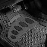 FH Group Automotive Floor Mats Heavy Duty Footprint Design Rubber Floor Mats for Cars,Universal Fit Full Set,Climaproof Floor Mats Trimmable Floor Mats for Most Sedan, SUV, Truck Floor Mats Black