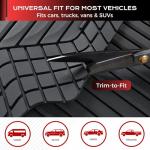 Coverado Heavy-Duty PVC Car Floor Mats Full Set – Black Metallic Heel Pad, All-Weather Protection for Front & Rear, Non-Slip Backing, Easy-to-Clean Liners, 4 Pcs