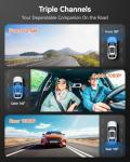 WOLFBOX i07 3 Channel Dash Cam Built-in WiFi GPS, 4K Dash Camera Front and Inside, 1440P+1080P+1080P Triple Car Camera with 3" LCD Screen, 32GB Card Included, IR Night Vision, 24H Parking Mode