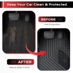 Coverado Heavy-Duty PVC Car Floor Mats Full Set – Black Metallic Heel Pad, All-Weather Protection for Front & Rear, Non-Slip Backing, Easy-to-Clean Liners, 4 Pcs