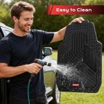Coverado Heavy-Duty PVC Car Floor Mats Full Set – Black Metallic Heel Pad, All-Weather Protection for Front & Rear, Non-Slip Backing, Easy-to-Clean Liners, 4 Pcs