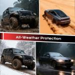 Coverado Heavy-Duty PVC Car Floor Mats Full Set – Black Metallic Heel Pad, All-Weather Protection for Front & Rear, Non-Slip Backing, Easy-to-Clean Liners, 4 Pcs