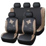 Flying Banner Butterfly car seat Covers ful Set Fashion Universal Lady Woman Female Rear Bench Split Colorized (Full Set - Faux Leather, Leopard Brown)