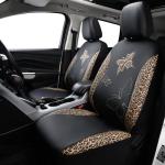Flying Banner Butterfly car seat Covers ful Set Fashion Universal Lady Woman Female Rear Bench Split Colorized (Full Set - Faux Leather, Leopard Brown)