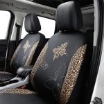 Flying Banner Butterfly car seat Covers ful Set Fashion Universal Lady Woman Female Rear Bench Split Colorized (Full Set - Faux Leather, Leopard Brown)