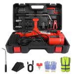 EFFIROSO Premium 10 in 1 Electric Scissor Jack Enhanced Safety 3 Ton Car Jack Kit Automatic 12V Tire Repair Kit for Sedans SUV Tire Replacement