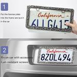 Valor Gel Metal Car License Plate Frames,Antique Old Pattern Printing, Bling Crystal Rhinestones Inlaid,Universal 2 Holes Automotive Replacement Parts Plate Holder(1 Pack)
