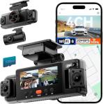 IIWEY N6 360° Dash Cam 4 Channel, 5.8G WiFi-6 (up to 20MB/s) with App, Free 128GB Card, FHD Front & Rear Inside Dash Cam for Car, 8 IR Lights Night Vision, GPS, 24/7 Parking Mode, G-Sensor