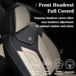 Coverado Seat Covers, Car Seat Covers Full Set, Leather Seat Covers for Cars, Automotive Seat Covers Car Seat Protector Car Accessories Fit for Most Sedans SUV Pick-up Truck(Black&Beige)