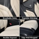 Coverado Seat Covers, Car Seat Covers Full Set, Leather Seat Covers for Cars, Automotive Seat Covers Car Seat Protector Car Accessories Fit for Most Sedans SUV Pick-up Truck(Black&Beige)