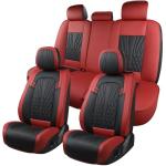 MINGBRON Leather Car Seat Covers,Car Seat Protector Waterproof,Seat Covers Full Set, Car Seat Protectors 5 Seats,Automotive Seat Covers Fit Most Cars Wine Red