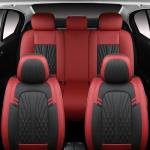 MINGBRON Leather Car Seat Covers,Car Seat Protector Waterproof,Seat Covers Full Set, Car Seat Protectors 5 Seats,Automotive Seat Covers Fit Most Cars Wine Red