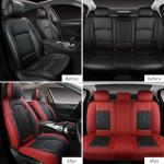 MINGBRON Leather Car Seat Covers,Car Seat Protector Waterproof,Seat Covers Full Set, Car Seat Protectors 5 Seats,Automotive Seat Covers Fit Most Cars Wine Red