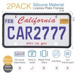 2Pack Premium Matte Black Silicone License Plate Frames, License Plate Holder, ZOMETUO Universal Car License Plate Frame Cover for Women/Man, Brackets Rust-Proof, Weather & Rattle-Proof