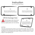 2Pack Premium Matte Black Silicone License Plate Frames, License Plate Holder, ZOMETUO Universal Car License Plate Frame Cover for Women/Man, Brackets Rust-Proof, Weather & Rattle-Proof