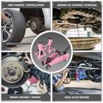 PM PERFORMOTOR Low Profile Hydraulic Trolley Service/Floor Jack Combo with 2 Ratchet Jack Stands, 2 Ton (4000 lbs) Capacity, Pink, PM-TOL-FJ3P-PK