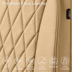 CAR PASS Piping Luxury PU Leather Two Front Car Seat Covers, Waterproof Anti Slip Seat Covers Compatible with Front Seat Armrests,Universal Fit for Suvs,Vans,Trucks,Airbag Compatible(All Beige)