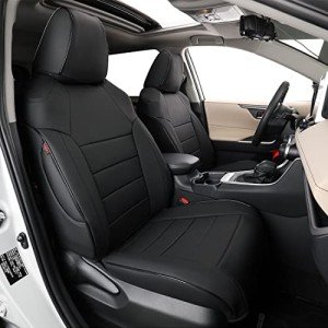 EKR Custom Fit RAV4 Hybrid Car Seat Covers for Select Toyota RAV4 Hybrid (Not for XSE&2022-2024 SE Hybrid) 2019 2020 2021 2022 2023 2024 - Full Set,Leather (Black)