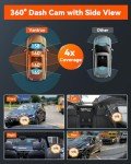 Vantrue N5 4 Channel WiFi 360° All Sides Dash Cam, STARVIS 2, IR Night Vision, 2.7K+1080P*3 Front Rear Inside Dashcam, Voice Control, GPS, 24 Hours Buffered Parking Mode Dash Camera, Support 512GB Max
