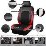Universal Leather Car Seat Covers - Black Red Full Set