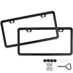 Matte Black Aluminum License Plate Frame Set