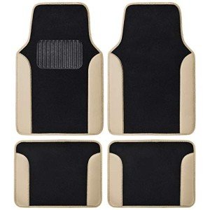 Beige 4-Piece Carpet Vinyl Car Mats