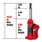 Big Red 2 Ton Hydraulic Bottle Jack with Case
