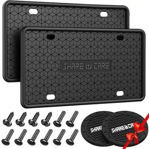 2 Pack Silicone License Plate Frames with Coasters
