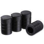 Black Anodized Aluminum Tire Valve Stem Caps - 4 Pack