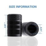 Black Anodized Aluminum Tire Valve Stem Caps - 4 Pack