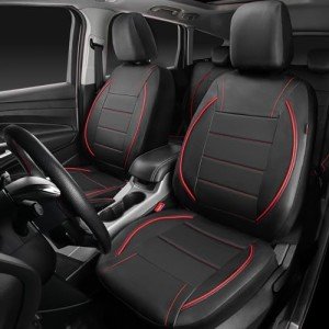 Universal Leather Car Seat Covers - Black & Red