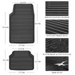 All-Weather Rubber Car Floor Mats - 4 Piece Set
