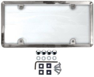 Clear Cover License Plate Frame with Chrome Trim