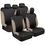 BDK UltraSleek Beige Full Set Car Seat Covers