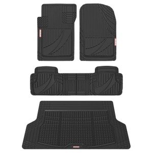 Motor Trend FlexTough Black Rubber Floor Mats Set