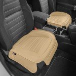 Beige Faux Leather Car Seat Covers with Pockets