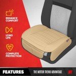 Beige Faux Leather Car Seat Covers with Pockets
